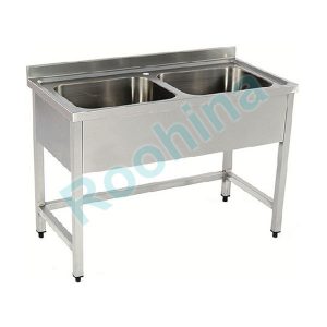 سینک شستشو دو لگنه با چهاپایه استیل