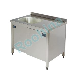 سینک شستشو با کابینت زمینی استیل